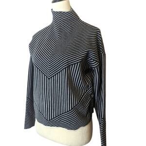 NWT Monochrome Minimalist Tight-Knit Geometric Mock Neck Sweater Relaxed S